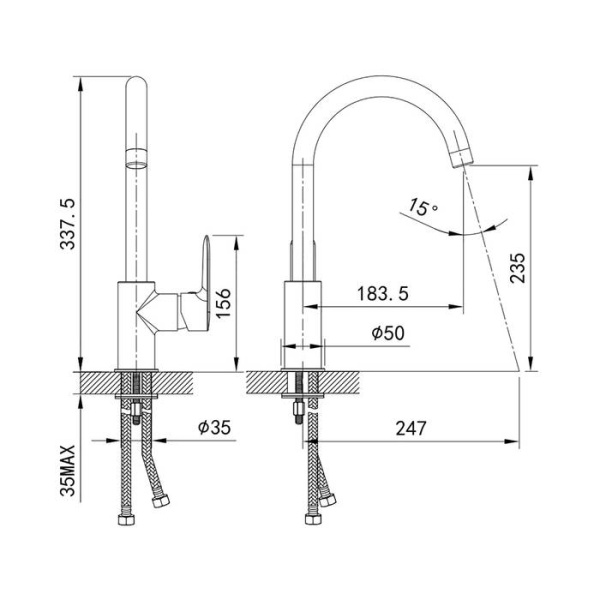 Смеситель для кухонной мойки IDDIS Cuba (CU1BNJ0i05)